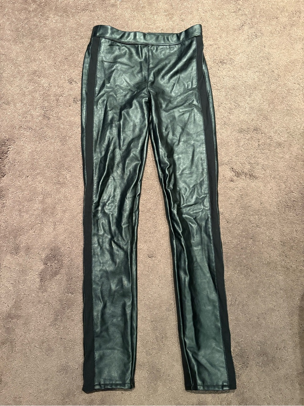 Tractr Black Faux Leather Kids Leggings